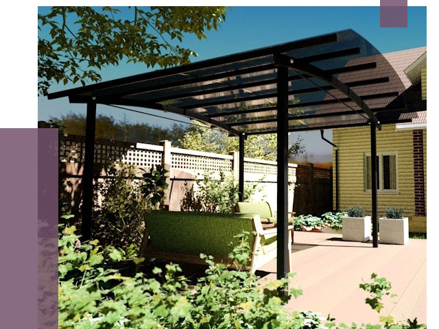 Навесы для террасы в Геленджике от 13252 руб. под ключ | ПРОЛЁТ-Глн